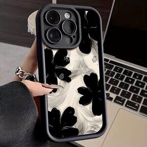 Apple iPhone 16 Pro/Max Elegant Black Floral phone case
